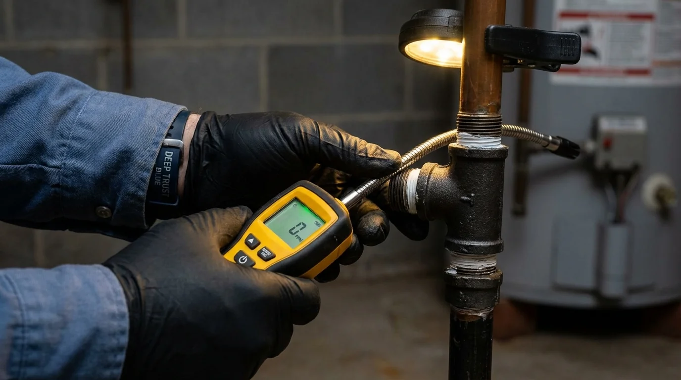 Gas leak detection with electronic sniffer by Johns Plumbing LLC in Pembroke